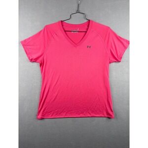 Under Armour Wounded Warrior Project HeatGear Pink V-Neck T-Shirt Womens XL